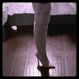 Thigh high grey boots!